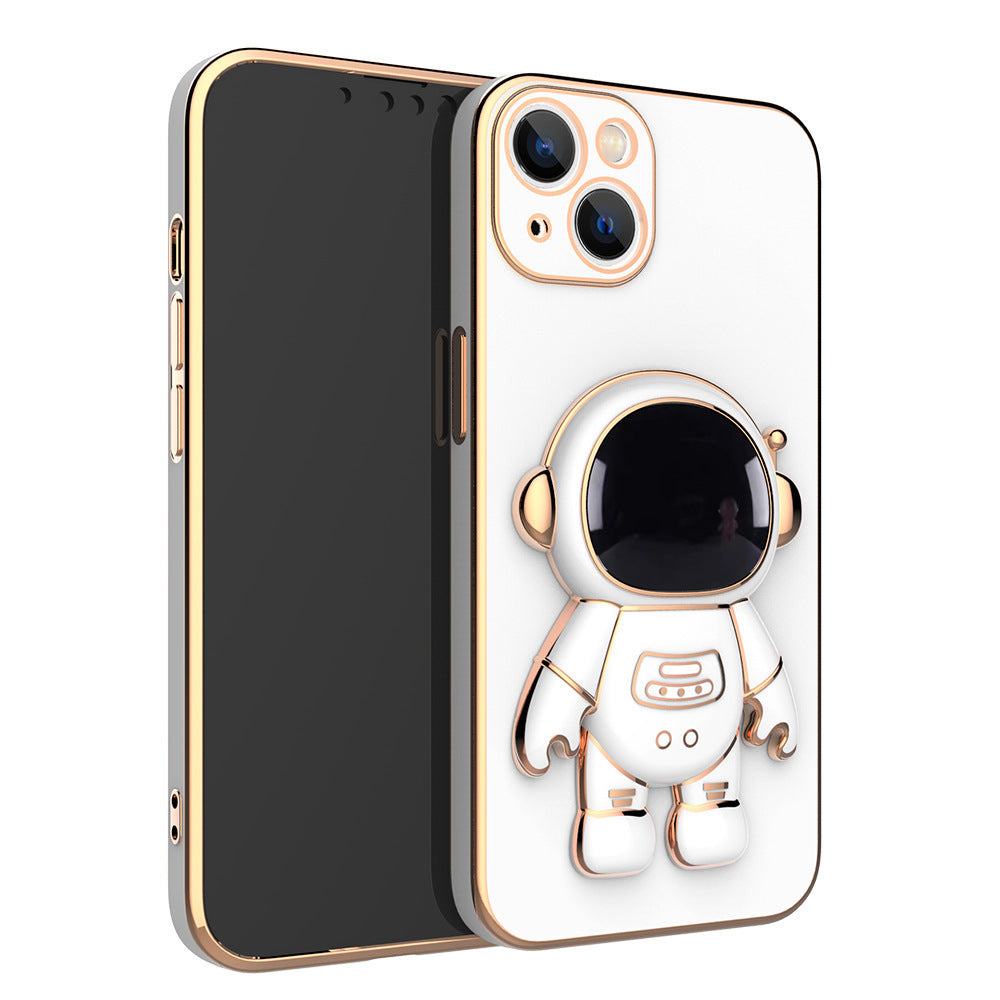 Three-dimensional Astronaut Mobile Phone Case All-inclusive Anti-fall Electroplating Bracket Protective Cover