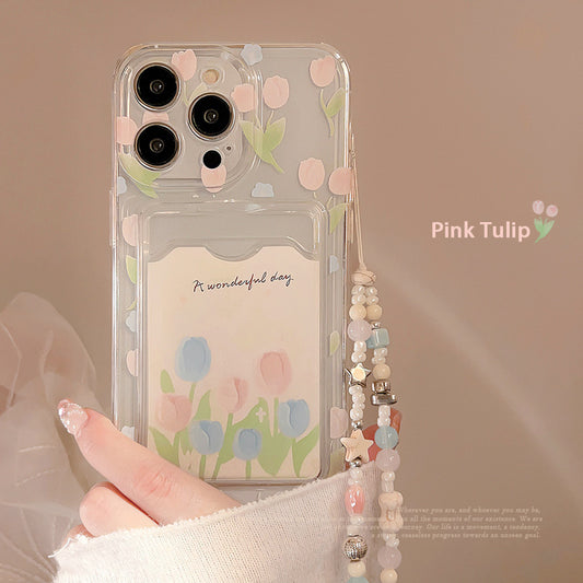 Tulip Flower Card Holder Transparent Phone Case