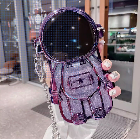 Applicable Electroplating TPU Astronaut Phone Case Flip Mirror Bracket 13 Protective Cover