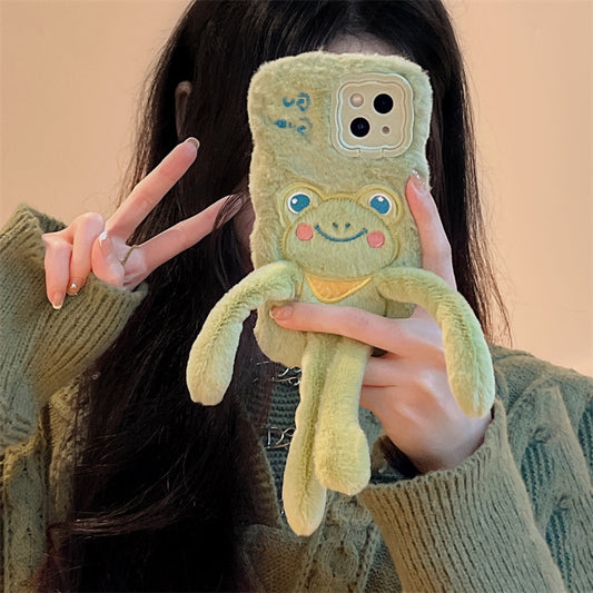 Cartoon Furry Pull-out Frog Phone Case