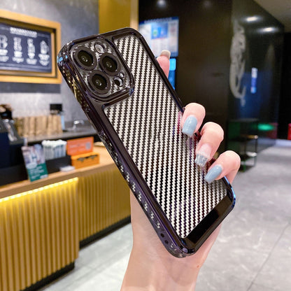 Suitable for IP 13PROMAX Electroplated Phone Case Carbon Fiber Case