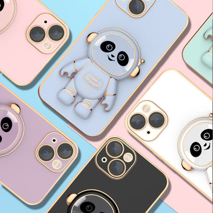 Phone Case Panda Electroplating Lens Film Astronaut Holder