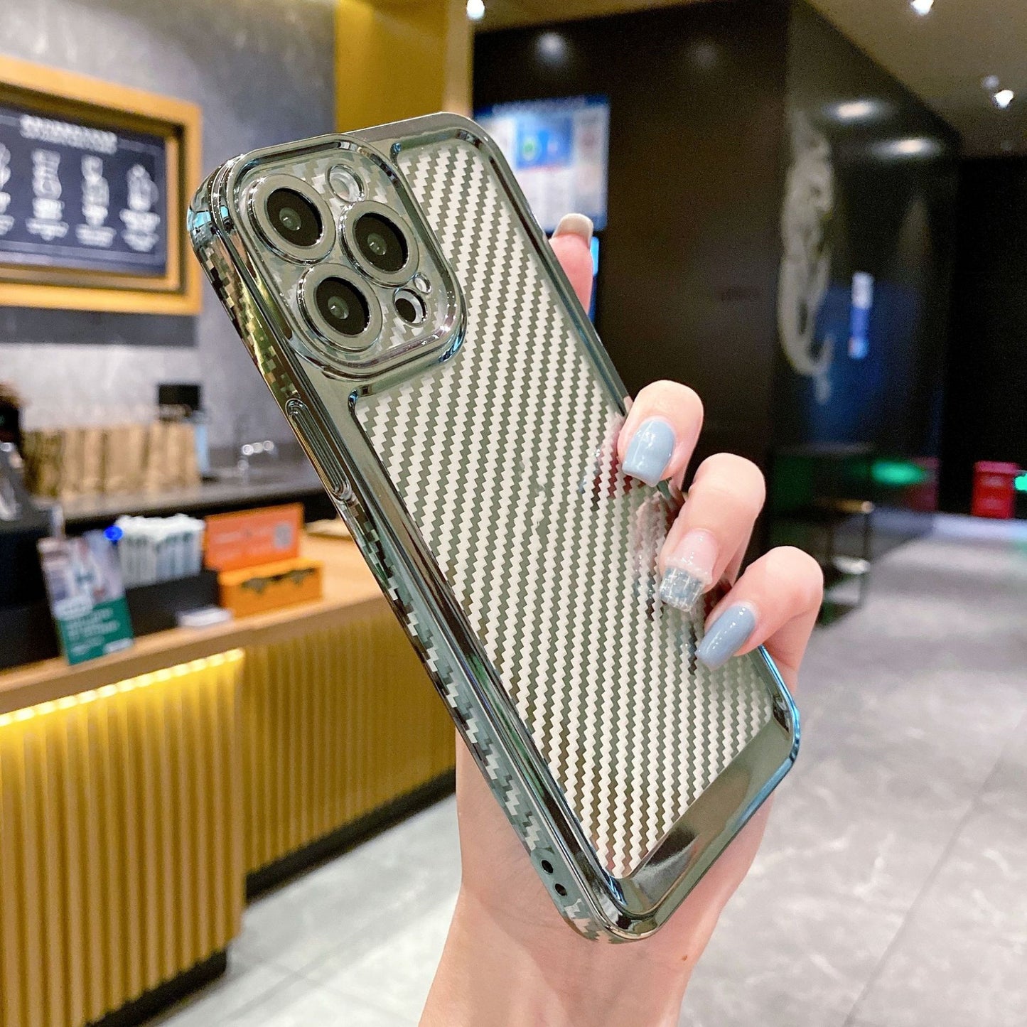 Suitable for IP 13PROMAX Electroplated Phone Case Carbon Fiber Case