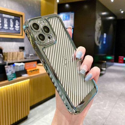 Suitable for IP 13PROMAX Electroplated Phone Case Carbon Fiber Case
