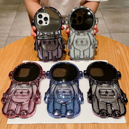 Applicable Electroplating TPU Astronaut Phone Case Flip Mirror Bracket 13 Protective Cover