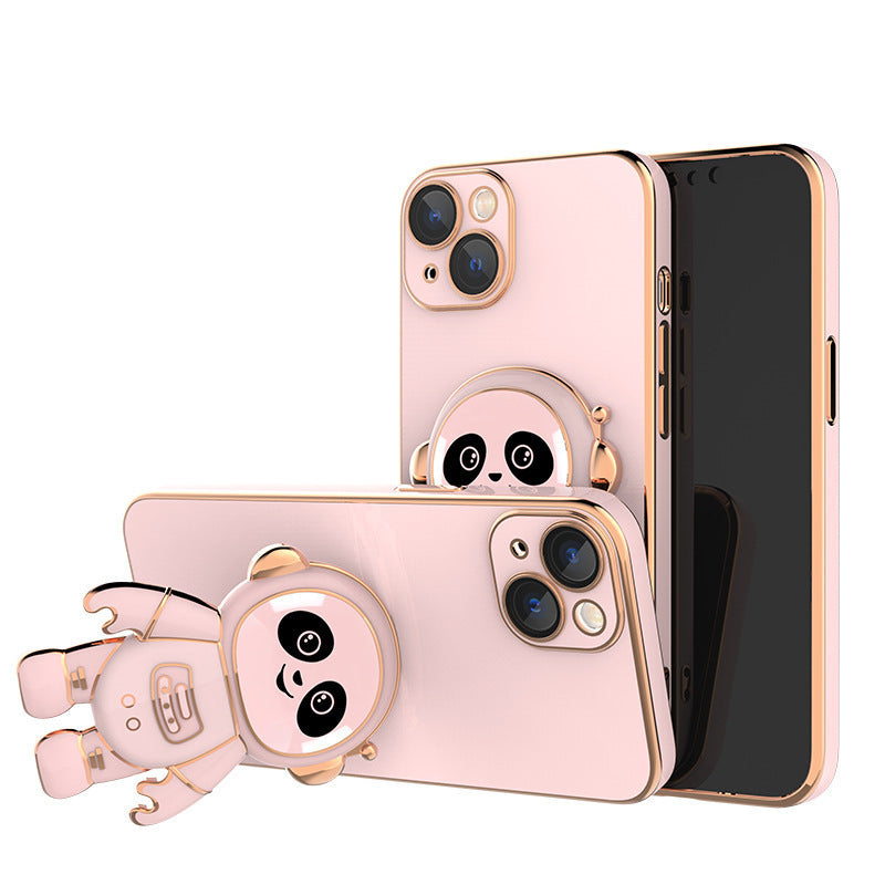Phone Case Panda Electroplating Lens Film Astronaut Holder