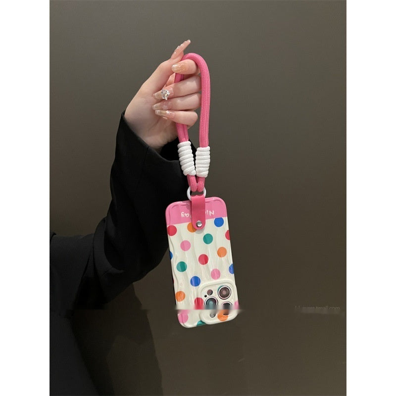 Color Polka Dot Small Bookbag Phone Case Carrying Strap Crossbody