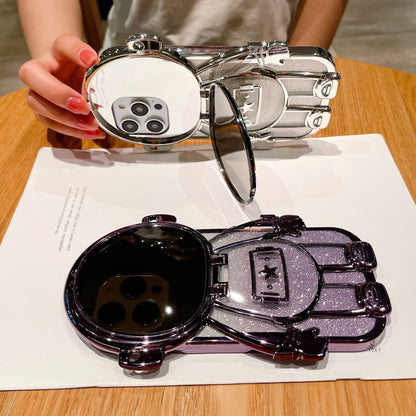 Applicable Electroplating TPU Astronaut Phone Case Flip Mirror Bracket 13 Protective Cover