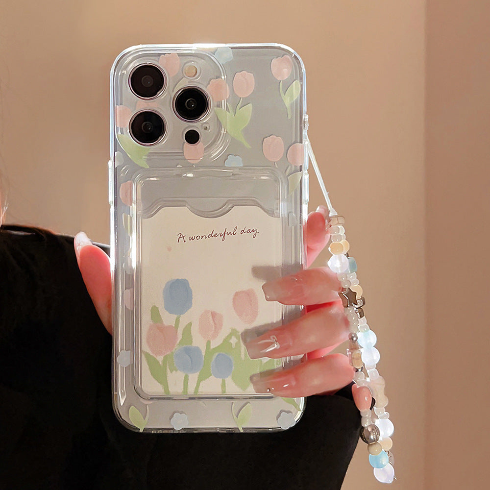 Tulip Flower Card Holder Transparent Phone Case