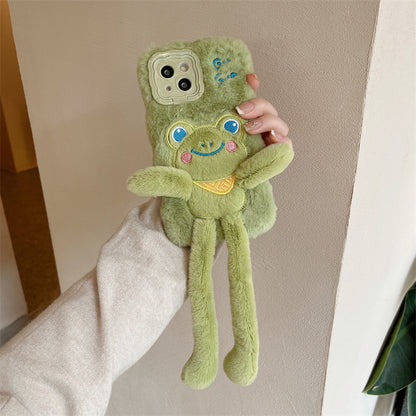 Cartoon Furry Pull-out Frog Phone Case