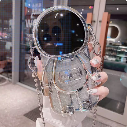 Applicable Electroplating TPU Astronaut Phone Case Flip Mirror Bracket 13 Protective Cover