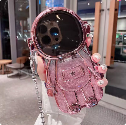 Applicable Electroplating TPU Astronaut Phone Case Flip Mirror Bracket 13 Protective Cover