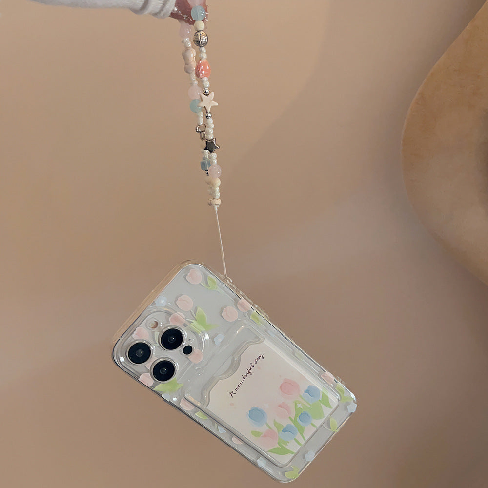Tulip Flower Card Holder Transparent Phone Case
