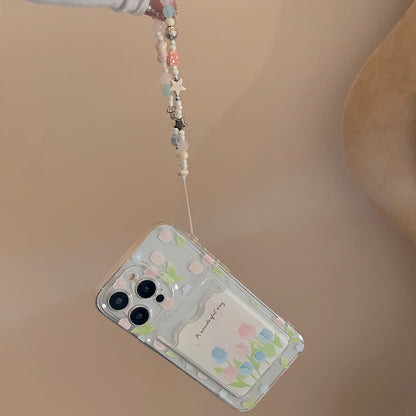 Tulip Flower Card Holder Transparent Phone Case