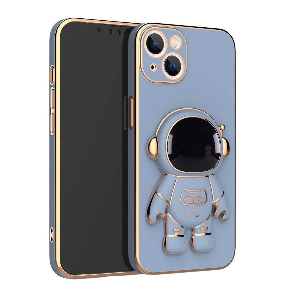 Three-dimensional Astronaut Mobile Phone Case All-inclusive Anti-fall Electroplating Bracket Protective Cover