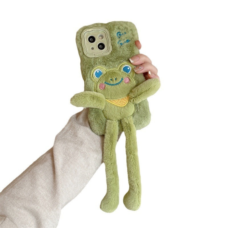 Cartoon Furry Pull-out Frog Phone Case