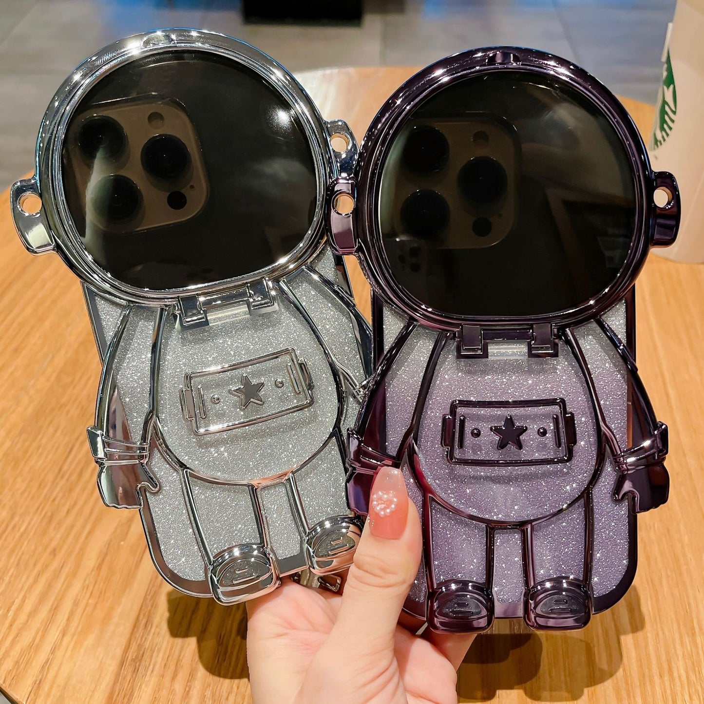 Applicable Electroplating TPU Astronaut Phone Case Flip Mirror Bracket 13 Protective Cover