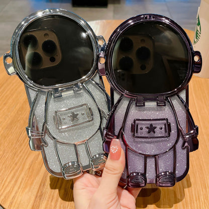 Applicable Electroplating TPU Astronaut Phone Case Flip Mirror Bracket 13 Protective Cover