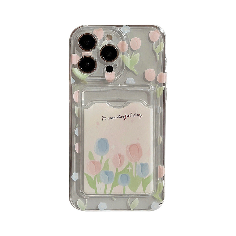 Tulip Flower Card Holder Transparent Phone Case