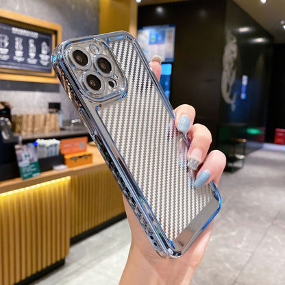 Suitable for IP 13PROMAX Electroplated Phone Case Carbon Fiber Case