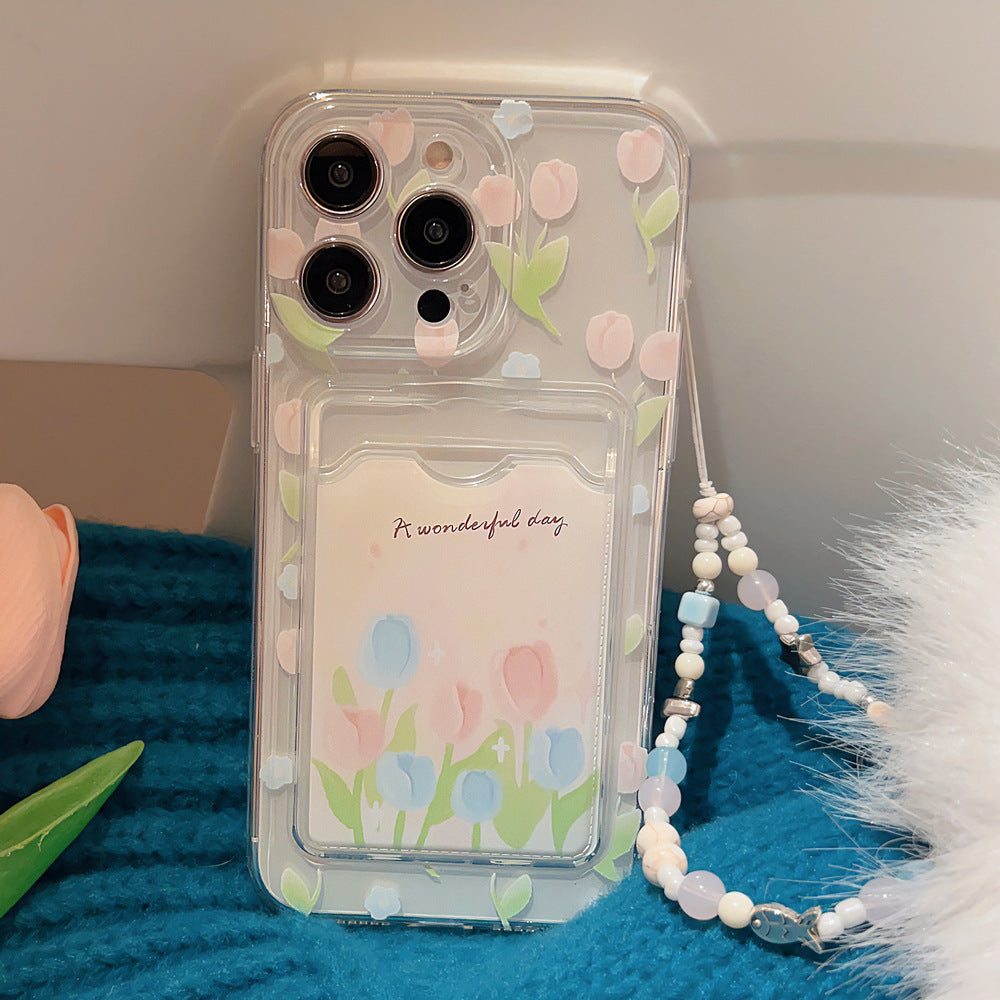 Tulip Flower Card Holder Transparent Phone Case