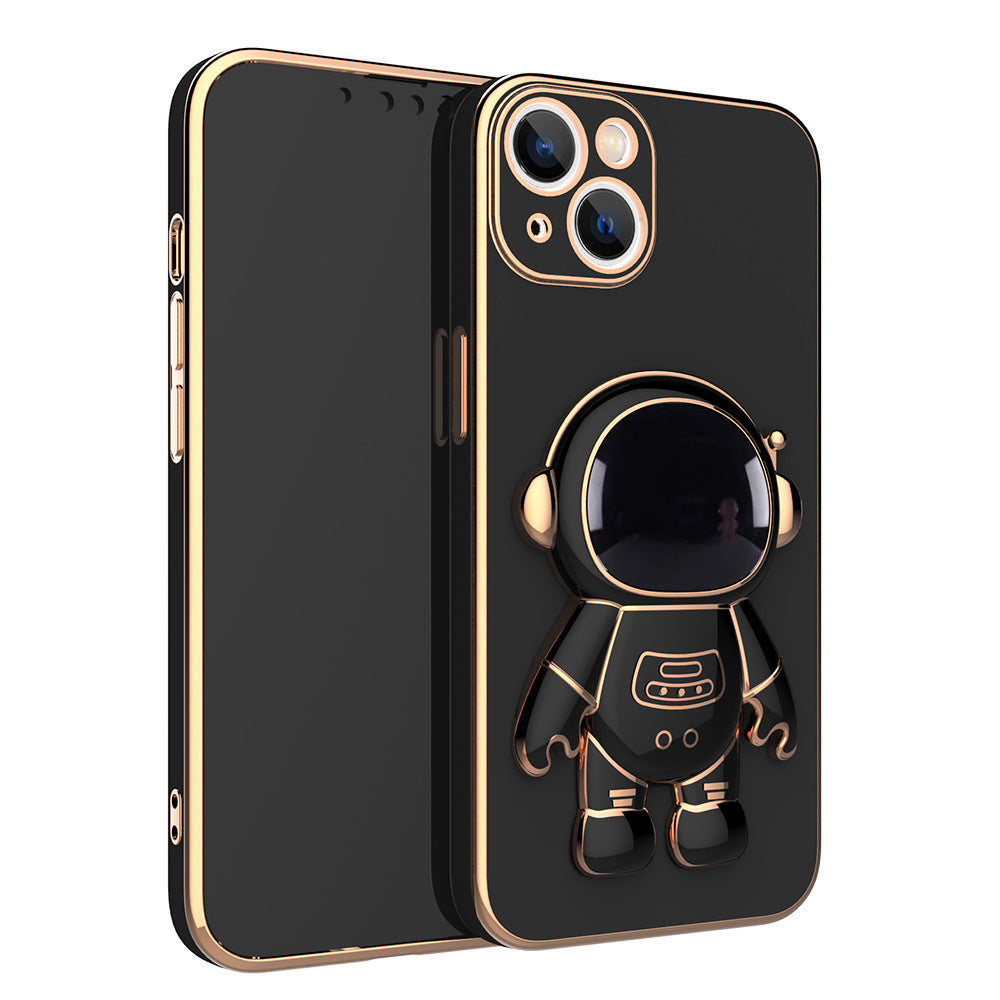 Three-dimensional Astronaut Mobile Phone Case All-inclusive Anti-fall Electroplating Bracket Protective Cover