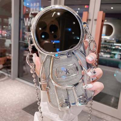 Applicable Electroplating TPU Astronaut Phone Case Flip Mirror Bracket 13 Protective Cover
