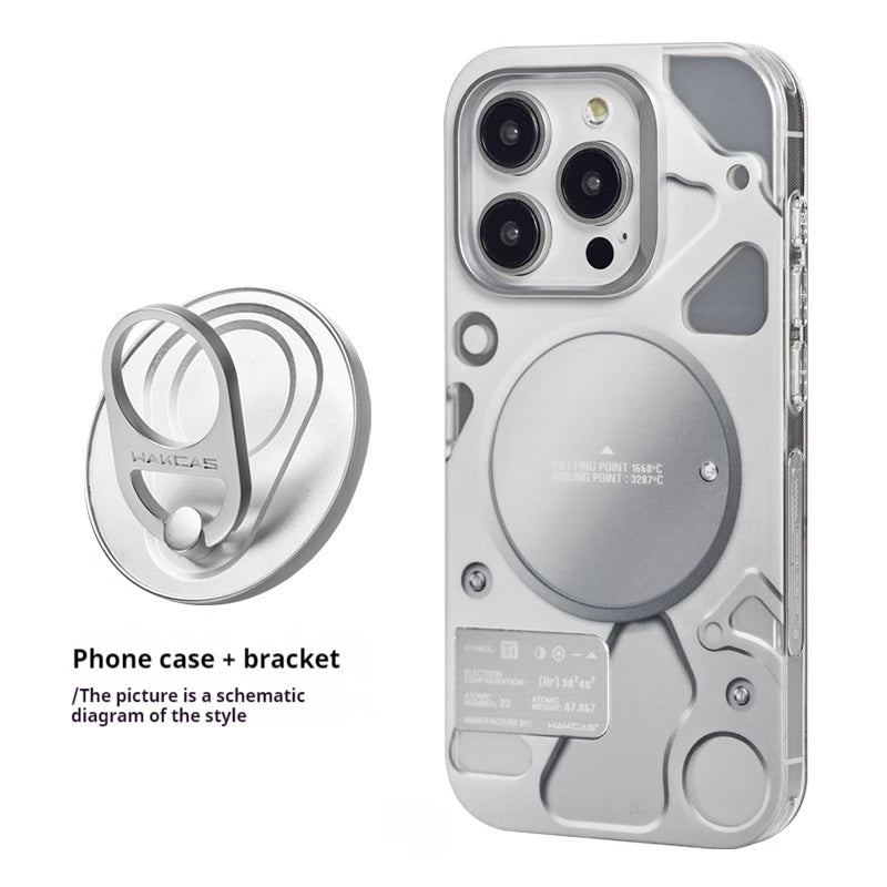 Electroplated Mechanical Silver Phone Case Personalized Magnetic Bracket