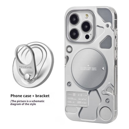 Electroplated Mechanical Silver Phone Case Personalized Magnetic Bracket
