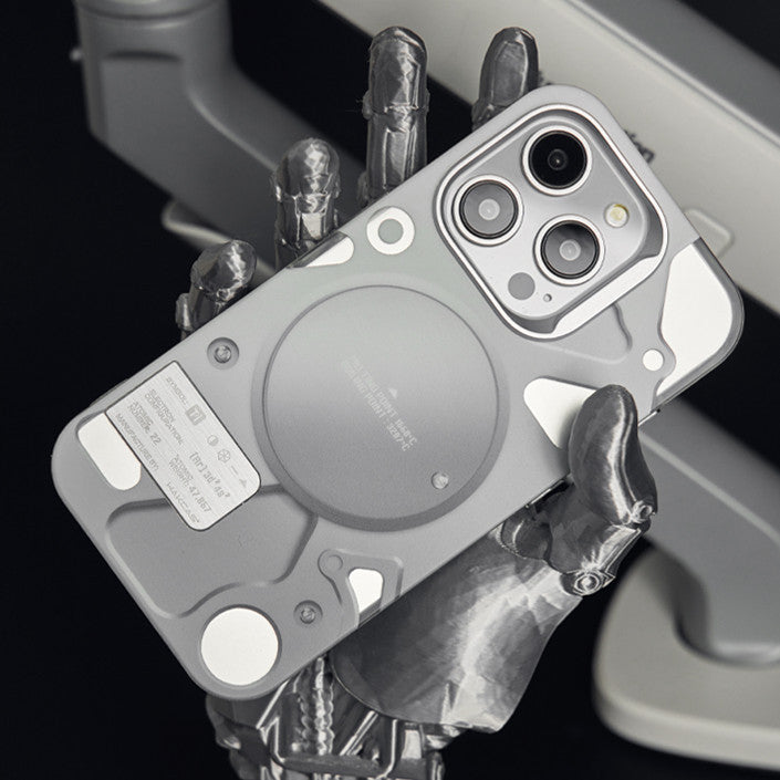 Electroplated Mechanical Silver Phone Case Personalized Magnetic Bracket