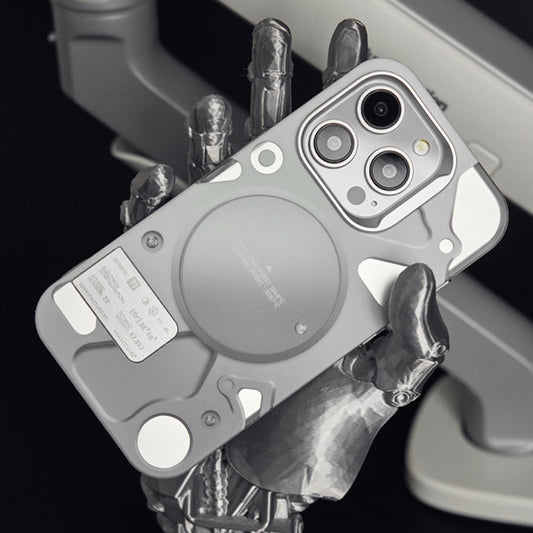 Electroplated Mechanical Silver Phone Case Personalized Magnetic Bracket